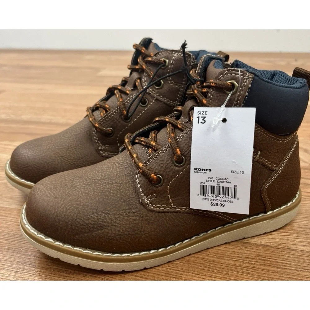 Sonoma Toddler Boys Dakota Boots Boys Size 13 Cognac Zip Close NEW